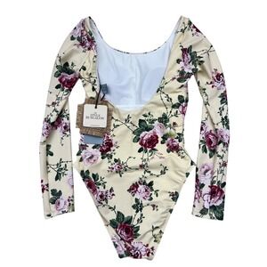 NWT ANTONIO MELANI‎ Floral Swimsuit Luxe Classic Chic Swimwear size XS one piece